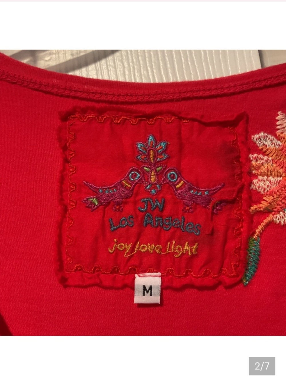 Johnny Was Red Midi Dress with Floral Embroidery - Picture 3 of 8